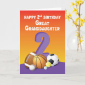 Grootdochter 2e verjaardag Sportbannen Kaart (Gele Bloem)