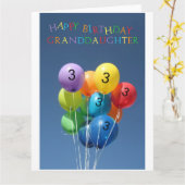 Grootdochter 3de verjaardagsballonnen kaart (Gele Bloem)