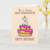 Grootdochter 3rd Birthday, 3 op de zoete Cake Kaart (Gele Bloem)