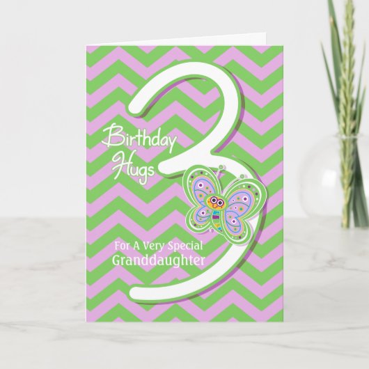 Grootdochter 3rd Birthday Butterfly Hugs Kaart (Voorkant)