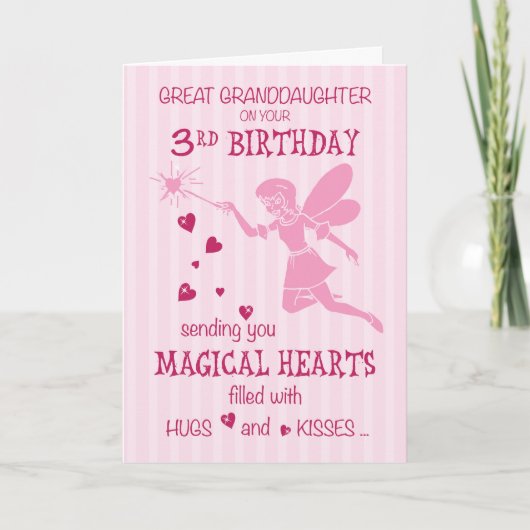 Grootdochter 3rd Birthday Magical Fairy Pin Kaart (Voorkant)