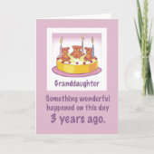 Grootdochter 3rd Birthday Teddy Bears Candles en Kaart (Voorkant)