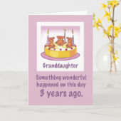 Grootdochter 3rd Birthday Teddy Bears Candles en Kaart (Gele Bloem)