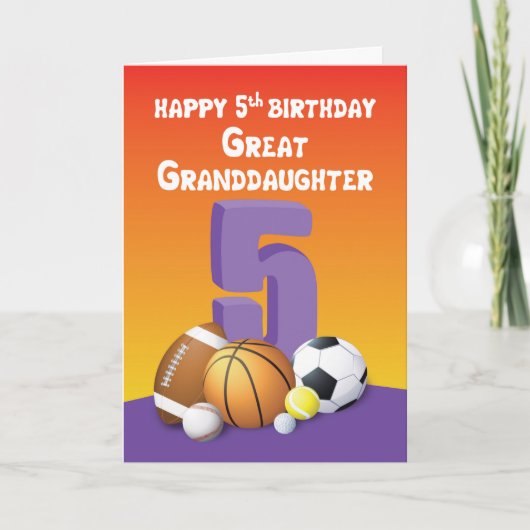 Grootdochter 5th Birthday Sports Balls Kaart (Voorkant)