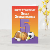 Grootdochter 5th Birthday Sports Balls Kaart (Gele Bloem)