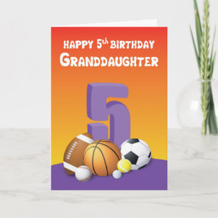 Grootdochter 5th Birthday Sports Balls Kaart