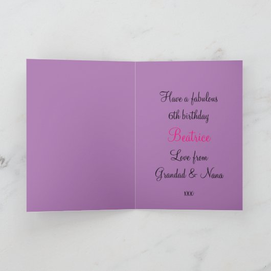 Grootdochter 6th Birthday Kaart - Magical Fairy (Binnen)