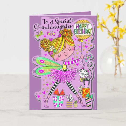 Grootdochter 6th Birthday Kaart - Magical Fairy (Gele Bloem)