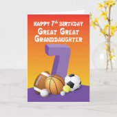 Grootdochter 7th Birthday Sports Ball Kaart (Gele Bloem)