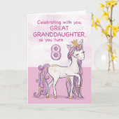 Grootdochter 8th Birthday Pink Horse Kaart (Gele Bloem)