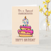 Grootdochter 9th Birthday, 9 op de zoete roze Cake Kaart (Gele Bloem)