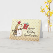 Grootdochter Birthday Bird op Snowman Cadeau Kaart (Gele Bloem)