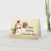 Grootdochter Birthday Bird op Snowman Cadeau Kaart (Voorkant)