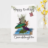 Grootdochter Birthday Card - Cute Gothic Fairies Kaart (Gele Bloem)