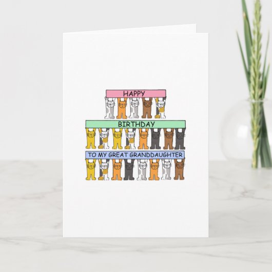 Grootdochter Birthday, Cartoon Katten. Kaart (Voorkant)