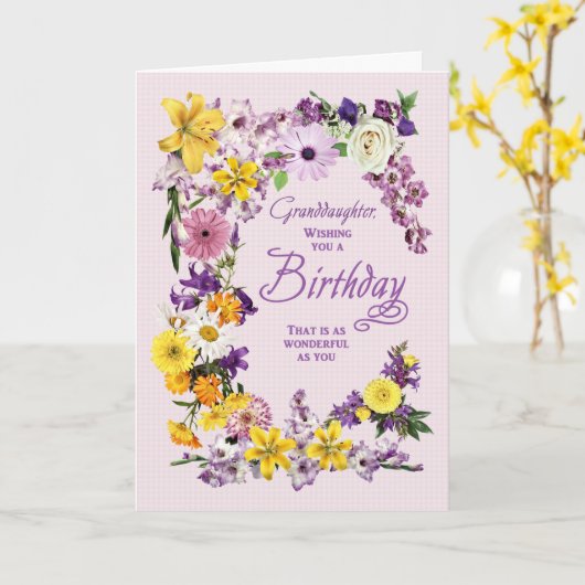 Grootdochter Birthday Flower Lijst Card Kaart (Gele Bloem)