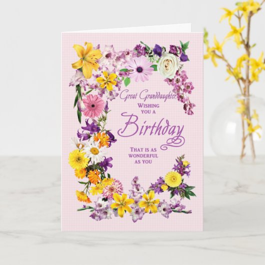 Grootdochter Birthday Flower Lijst Card Kaart (Gele Bloem)