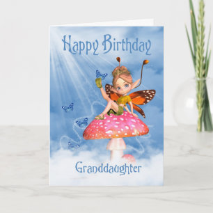 Grootdochter Birthday-kaart - crème fairy op een m Kaart
