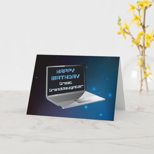 Grootdochter Birthday met computer Kaart (Gele Bloem)
