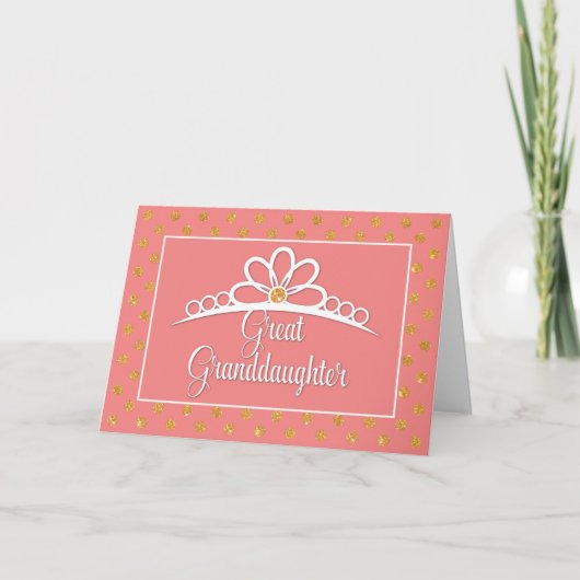 Grootdochter Birthday met Crown & Gold Kijk Kaart (Voorkant)