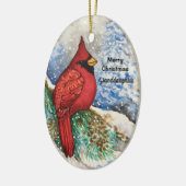 Grootdochter Bright Red Kardinaal kerstvogel Keramisch Ornament (Links)