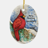 Grootdochter Bright Red Kardinaal kerstvogel Keramisch Ornament (Voorkant)