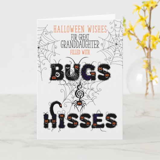 Grootdochter Bugs en Hisses Halloween Kaart (Gele Bloem)