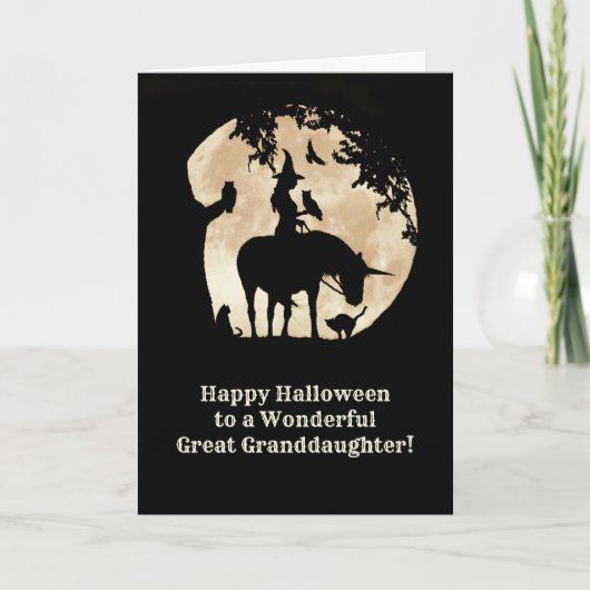 Grootdochter Cute Witch Halloween Unicorn Kaart (Voorkant)