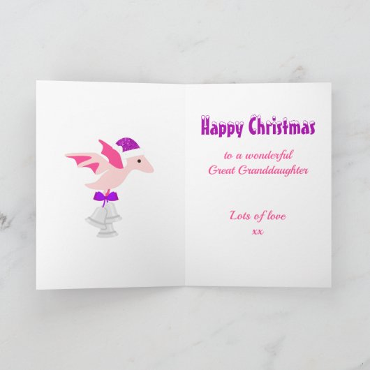 Grootdochter Dinosaur Paars gepersonaliseerd C Kaart (Binnen)