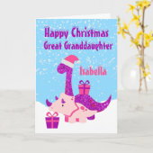 Grootdochter Dinosaur Paars gepersonaliseerd C Kaart (Gele Bloem)