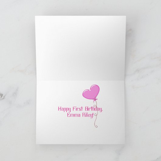 Grootdochter eerste verjaardagsfotokaart kaart (Binnen)