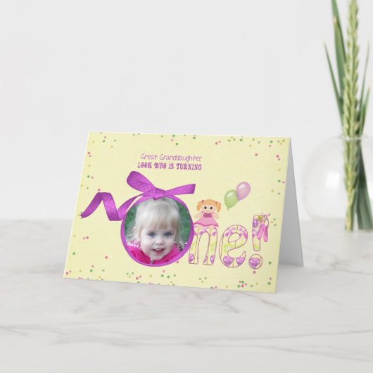 Grootdochter eerste verjaardagsfotokaart kaart (Voorkant)