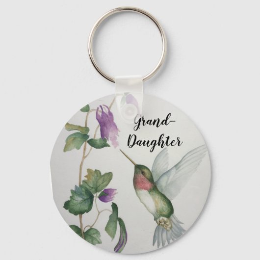Grootdochter Elegant Hummingbird Button Sleutelhan Sleutelhanger (Voorkant)