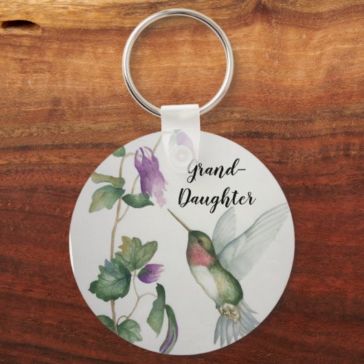 Grootdochter Elegant Hummingbird Button Sleutelhan Sleutelhanger (Voorkant)