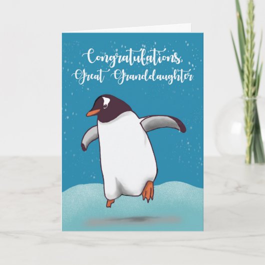 Grootdochter gefeliciteerd Penguin Jumpin Kaart (Voorkant)