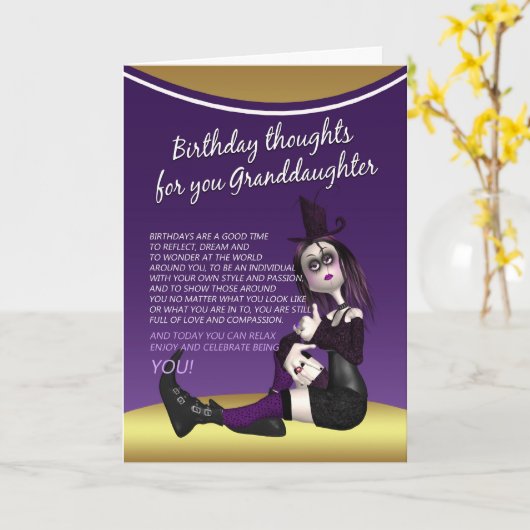 Grootdochter Gothic verjaardagskaart - Verjaardag Kaart (Gele Bloem)