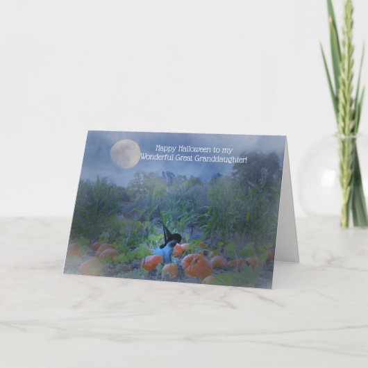 Grootdochter Halloween met Cute Witch Cat Kaart (Voorkant)