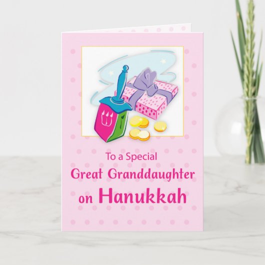 Grootdochter Hanukkah Blue met Dreidel Kaart (Voorkant)