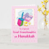 Grootdochter Hanukkah Blue met Dreidel Kaart (Gele Bloem)