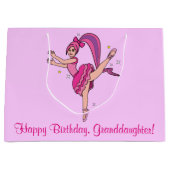 Grootdochter Happy Birthday Ballerina met Bow Large Cadeautasje (Voorkant)