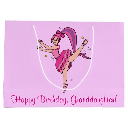 Grootdochter Happy Birthday Ballerina met Bow Large Cadeautasje (Achterkant)