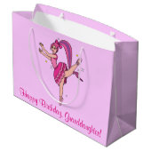 Grootdochter Happy Birthday Ballerina met Bow Large Cadeautasje (Achterkant Gekanteld)