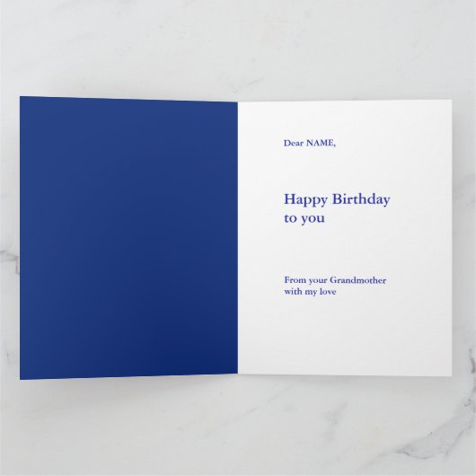 Grootdochter Happy Birthday Large blauw Kaart (Binnen)