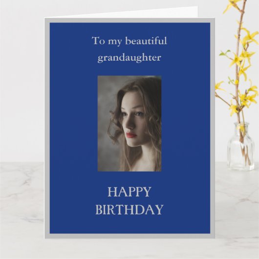 Grootdochter Happy Birthday Large blauw Kaart (Gele Bloem)