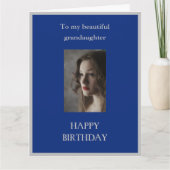 Grootdochter Happy Birthday Large blauw Kaart (Voorkant)