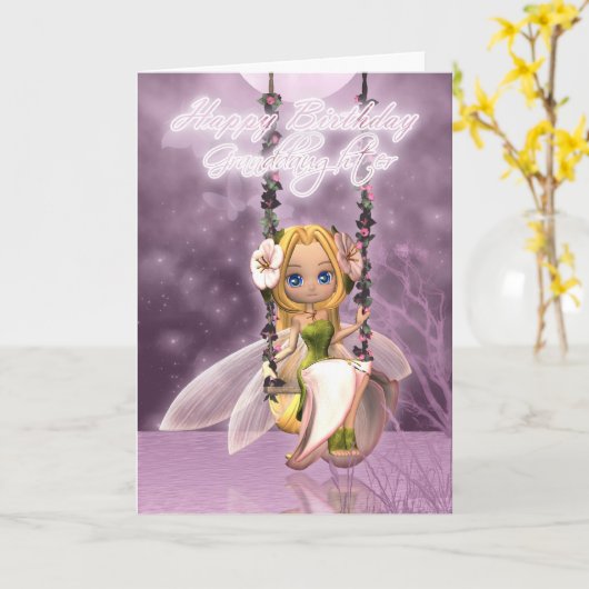 Grootdochter Happy Birthday schattige fee van de b Kaart (Gele Bloem)