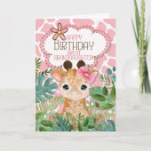 Grootdochter Oerwoud Giraffe Theme Birthday Kaart (Voorkant)