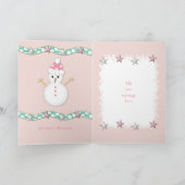 Grootdochter Roze kerstfotogroet Feestdagen Kaart (Binnen)