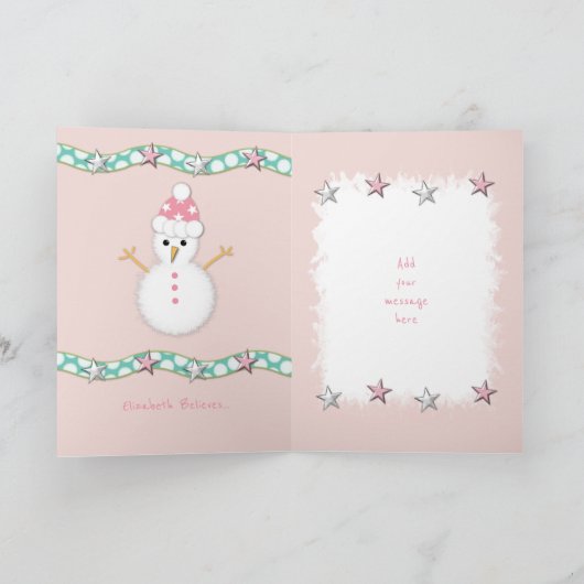 Grootdochter Roze kerstfotogroet Feestdagen Kaart (Binnen)