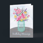 Grootdochter Sweet 16th Birthday Blessings Jar Kaart<br><div class="desc">Je kleindochter zal van haar zoete 16e verjaardag houden met deze mason jar vase vol bloemen. Alles in een schilderige waterverf stijl voor een zoete kaart,  terwijl je haar zegeningen op haar verjaardag stuurt!</div>